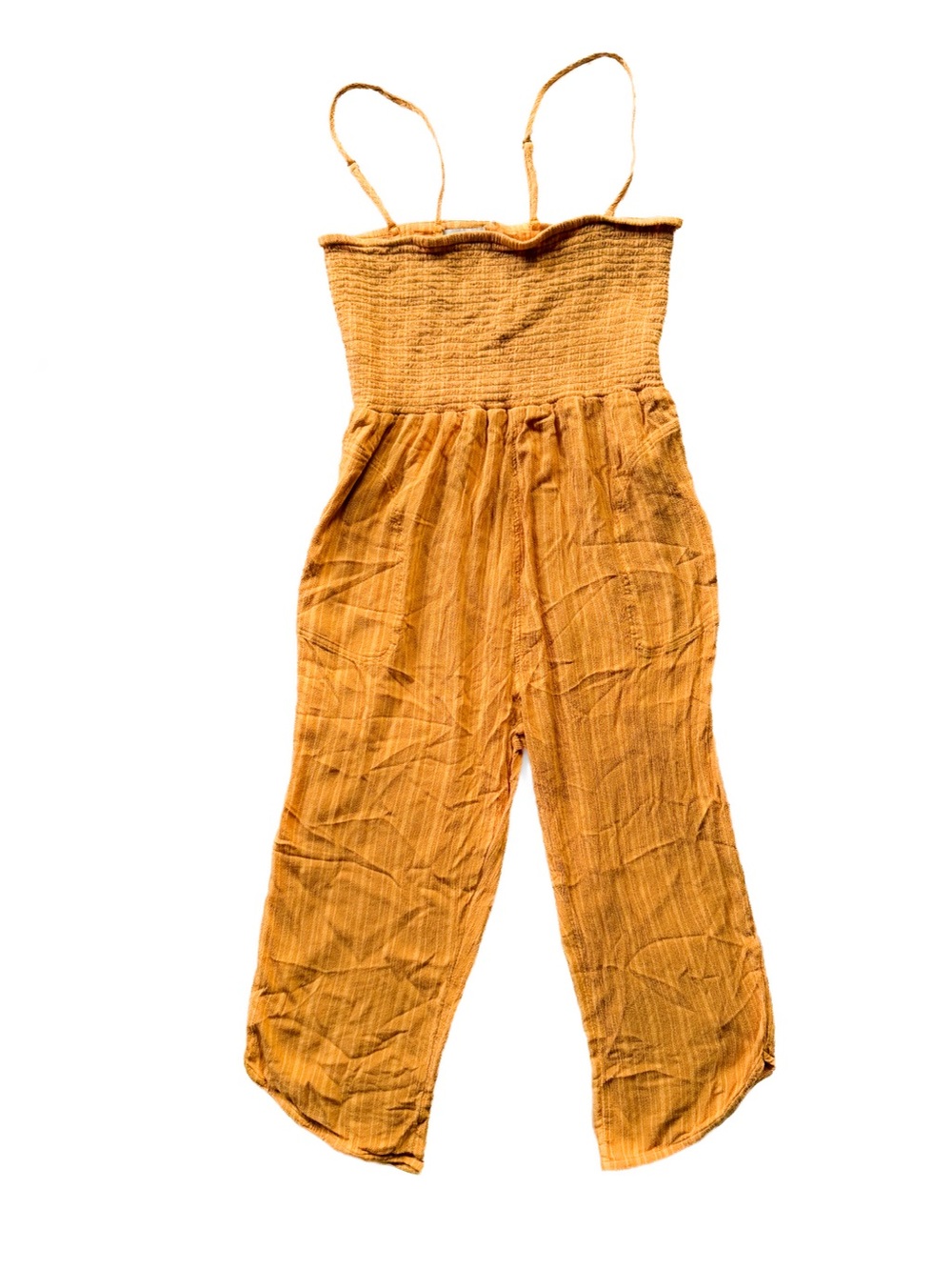 prAna Fernie Smocked Convertible Wide Leg Jumpsuit Striped XL Outfit Easy Womens